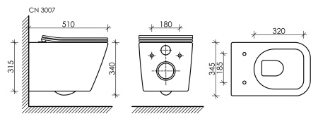 Подвесной унитаз Ceramica Nova Metric Rimless CN3007MB